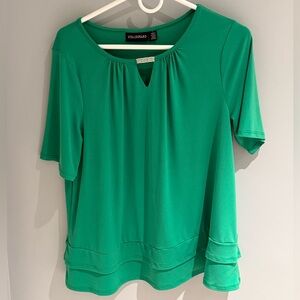 Nina Leonard Vibrant Green Short Sleeve Top